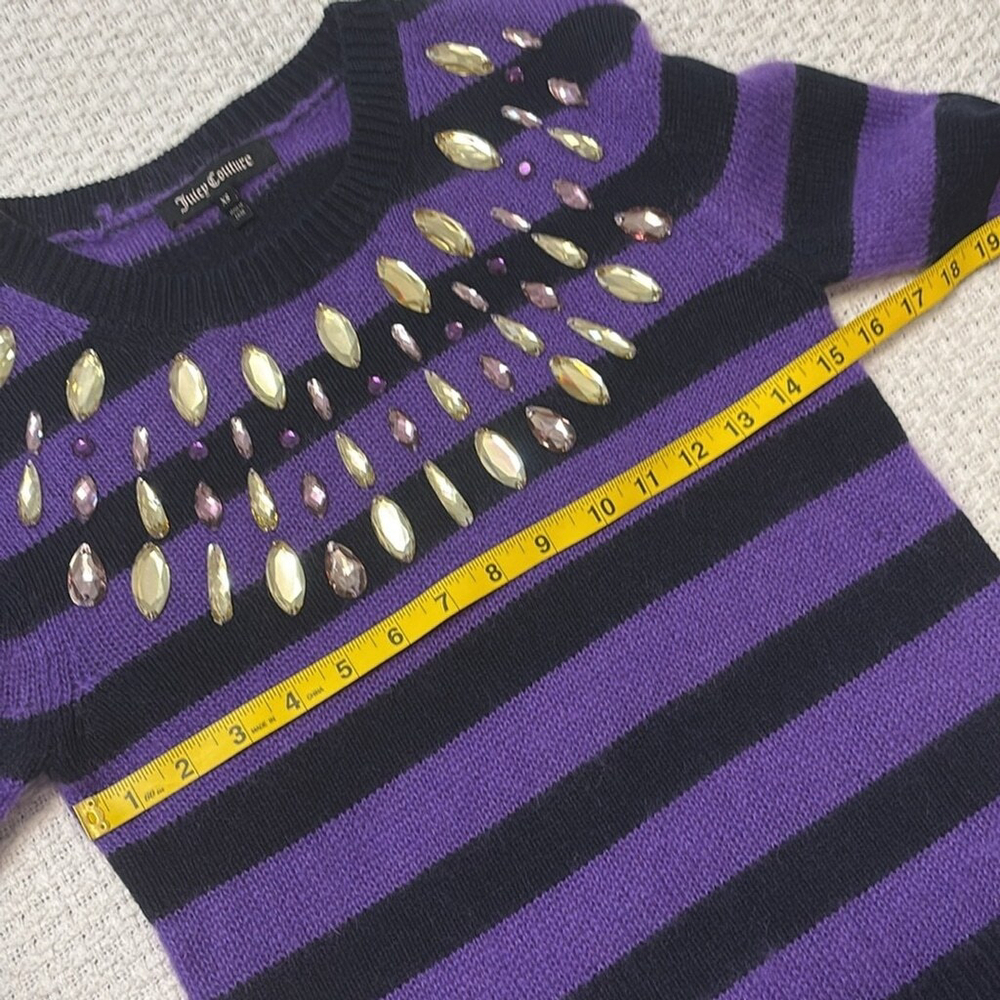 JUICY COUTURE vintage wool cashmere mohair sweater crystals black purple size XS - Picture 11 of 14